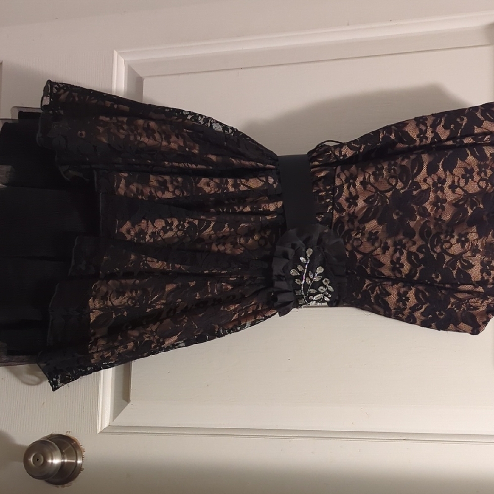 Black Lace Dress with Floral Pattern